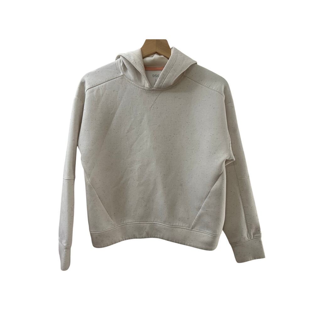 DSG Beige Grey Speckled Hooded Pullover Orange Blue Sweater SIZE LARGE GIRL’S